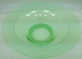 Cambridge Green Vaseline Serving Fruit Console Bowl Pressed Glass Etched Uranium Dish Company Elegant Depression 1920s