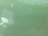 Cambridge Green Vaseline Serving Fruit Console Bowl Pressed Glass Etched Uranium Dish Company Elegant Depression 1920s