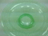 Cambridge Green Vaseline Serving Fruit Console Bowl Pressed Glass Etched Uranium Dish Company Elegant Depression 1920s