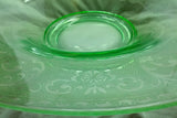 Cambridge Green Vaseline Serving Fruit Console Bowl Pressed Glass Etched Uranium Dish Company Elegant Depression 1920s