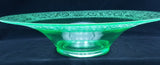 Cambridge Green Vaseline Serving Fruit Console Bowl Pressed Glass Etched Uranium Dish Company Elegant Depression 1920s