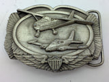 AIRPLANE PLANE AVIATION PILOT WINGS SHIELD BELT BUCKLE SISKIYOU 1983 VTG cesna?