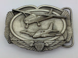AIRPLANE PLANE AVIATION PILOT WINGS SHIELD BELT BUCKLE SISKIYOU 1983 VTG cesna?