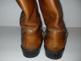 US 10.5 W HY-TEST USAS 76 LEATHER HARNESS BIKER WORK BOOTS Steel Toe VTG HyTest Cognac