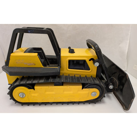 51054 Tonka Bulldozer STEEL PLOW Toy Bull Dozer Metal Blade Construction Vintage Yellow Black Tracks