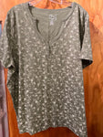 26/28 Fashion bug Relaxed Fit Floral Print T-Shirt Y2K  - Green