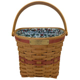 8" 1998 Longaberger Christmas Basket Glad Tidings Woven Wood Holly Fabric Liner Red Trim