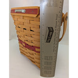 8" 1998 Longaberger Christmas Basket Glad Tidings Woven Wood Holly Fabric Liner Red Trim