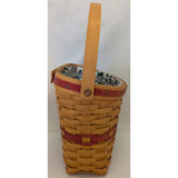8" 1998 Longaberger Christmas Basket Glad Tidings Woven Wood Holly Fabric Liner Red Trim