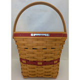 8" 1998 Longaberger Christmas Basket Glad Tidings Woven Wood Holly Fabric Liner Red Trim