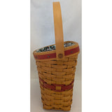 8" 1998 Longaberger Christmas Basket Glad Tidings Woven Wood Holly Fabric Liner Red Trim