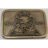 RARE Eagle Brand "Idaho Cement" Brass Belt Buckle 1929-1979 Inkom Hit Line USA Portland