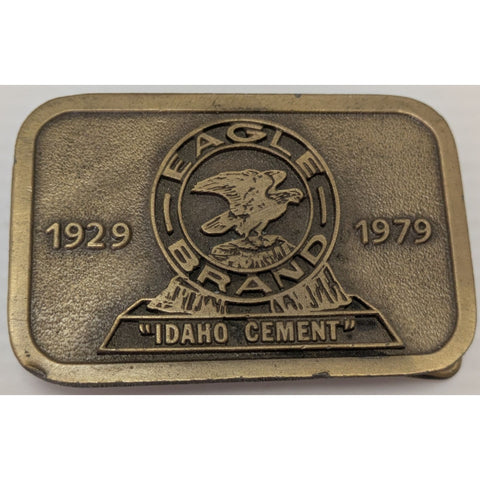 RARE Eagle Brand "Idaho Cement" Brass Belt Buckle 1929-1979 Inkom Hit Line USA Portland