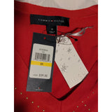 M Tommy Hilfiger Woman Holiday Argyle Gold Stud Sweater Red Size Medium NWT