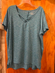 18/20 Lane Bryant Striped stretchy Teal Top - Size 18/20