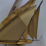 3 Vintage Brass Copper Metal Sailboat Sail Boat Sculpture Marble Base Signed DeMott Jere