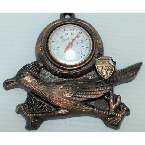 Roadrunner Bird Vintage Copper Arizona Bird Thermometer Wall Decor Japan