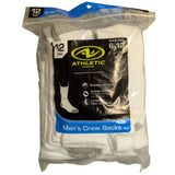 Athletic Works Mens Crew Socks 12-Pack White Moisture Wicking Cushion Sole Lycra Fit Shoe Size 6-12