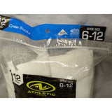 Athletic Works Mens Crew Socks 12-Pack White Moisture Wicking Cushion Sole Lycra Fit Shoe Size 6-12