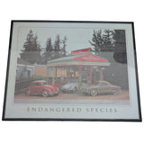 16x20 1970s Endangered Species VW Volkswagen Framed Poster Vintage Cars Gas Station Art Print