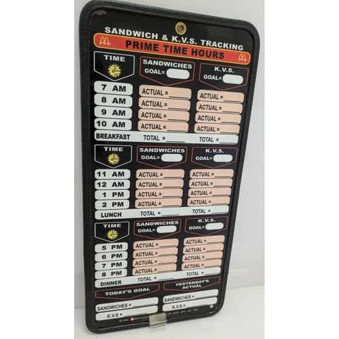 RARE McDonalds KVS Worker Employee Sandwich Time Hours Tracking Board K.V.S.