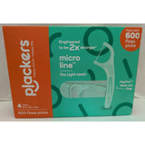 Plackers Micro Line Floss Picks 600 Ct Fresh Mint Flavor Sure-Zip Bags FlipPick TuFloss QuickFix USA