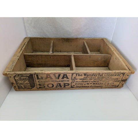 Vintage Lava Soap Wooden Crate With Dividers