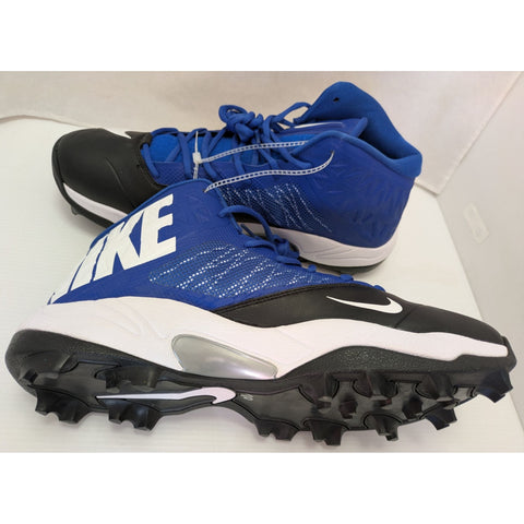 15 Men's Nike Blue White Black Zoom Code Elite 3/4 Shark Football Cleats 603370-004 Shoes