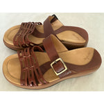 Sz 39 DANSKO Lark Brown Leather Slide Buckle Sandals Cognac Shoes