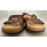 Sz 39 DANSKO Lark Brown Leather Slide Buckle Sandals Cognac Shoes