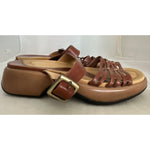 Sz 39 DANSKO Lark Brown Leather Slide Buckle Sandals Cognac Shoes