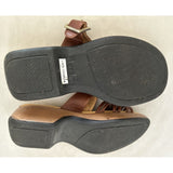 Sz 39 DANSKO Lark Brown Leather Slide Buckle Sandals Cognac Shoes