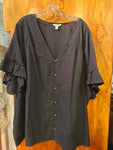 28/30- 4X Terra & Sky Women's V-Neck Blouse  Stylish Ruffled Sleeves