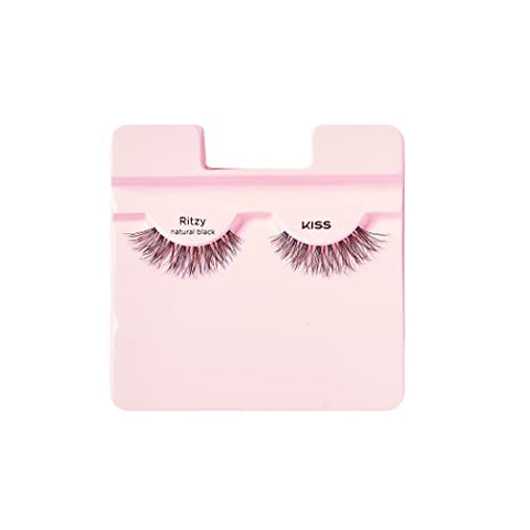 KISS True Volume Multi-Layered False Eyelashes with Tapered End Technology, 100% Natural Hair, Cruelty Free, Reusable, Contact Lens Friendly, “Ritzy”, 1 Pair