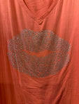 22/24 Lane Bryant Kiss Print V-Neck Tee Coral