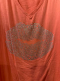 22/24 Lane Bryant Kiss Print V-Neck Tee Coral