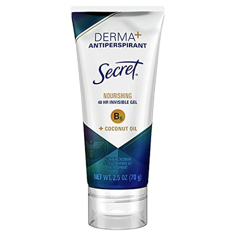 Secret Derma+ Invisible Gel Antiperspirant & Deodorant, Nourishing With Vitamin B5 + Coconut Oil, 48 Hr., 2.5 Ounce