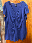 Faded Glory 26/28  Size 4X/4XG Ruched Zip Top  Stylish Blue Women's