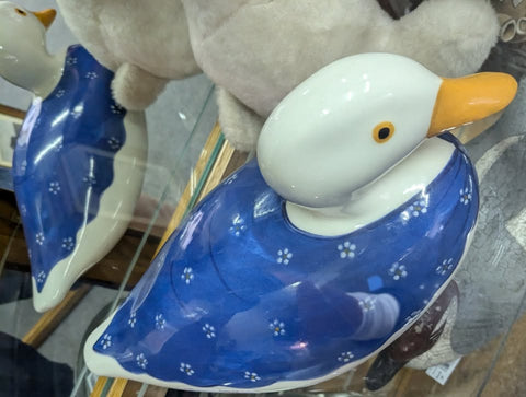 N.S. Gustin Co Large 13" DUCK Porcelain Pottery Hand Painted Ceramic Made in USA