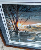Almost Home Terry Redlin Signed Print Numbered 9264/29500 Limited Church Farm Sleigh Etched Glass