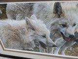 44X25 Tundra Summit Carl Brender White Arctic 3 Wolves Signed Numbered Print Framed Art