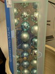 20ct Blue TRIMMERRY SOLID COLOR 2" ROUND GLASS CHRISTMAS TREE ORNAMENTS