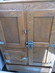1919 3 Door Antique Solid Oak Wooden Ice Box Cabinet Vintage Icebox Chest Wood Refrigerator