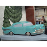 NOS 1950s Hot Rod Fountain Shop New Haven Family Drive-In Wall Clock Plastic Battery-Powered Retro 3D Scene