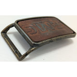 FMC Tooled Leather Brass Belt Buckle Industrial Fertilizer Vintage Collectible Accessory