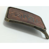 FMC Tooled Leather Brass Belt Buckle Industrial Fertilizer Vintage Collectible Accessory