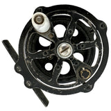 1920s USA Made Skeleton Fly Fishing Reel Black Metal White Handle VTG Winchester