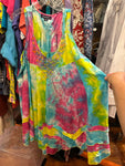 24 Roaman's Colorful Tie-Dye boho Top with Beaded Neckline