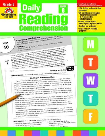 Daily Reading Comprenesion, Grade 8 (Daily Reading Comprehension) Evan Moor