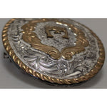 "E" Initial Kid Lady Montana Silversmiths Columbus Western Belt Buckle Silver Pl